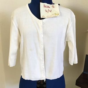 White knit cardigan.